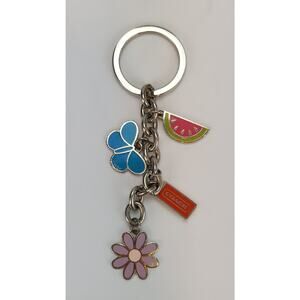 Coach Daisy Butterfly Watermelon Purse Tag Chain Keychain Ring